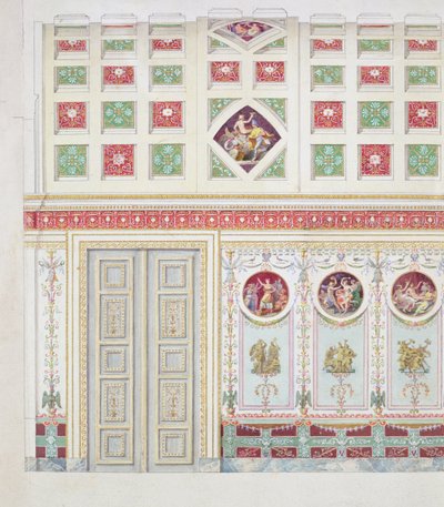 Ontwerp voor de schrijfkamer van Ludwig I in de residentie in München, 1826 door Leo von Klenze